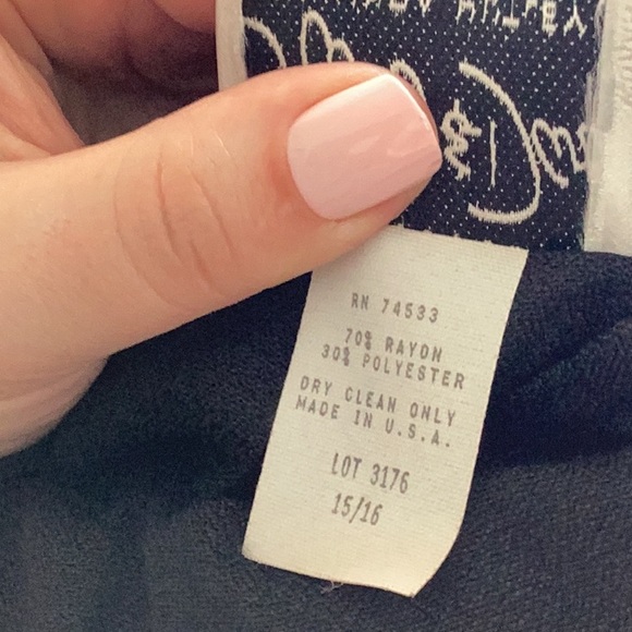 ⚜️  Vtg Wide Leg JumpSuit Navy w/Lace Collar & Shoulder Pads JEFFREY DARA - Picture 5 of 16